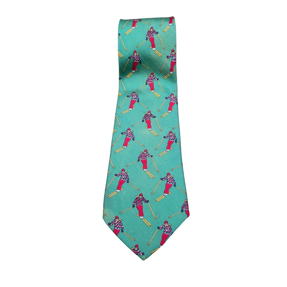 GAP Skiing Pattern Men's Necktie Green Christmas Winter‎ Outdoor